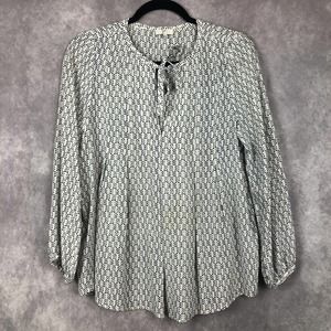 Joie Shirt Womens Small Silk Blouse Geometric Dots Top Tie V‎ Neck Career Casual